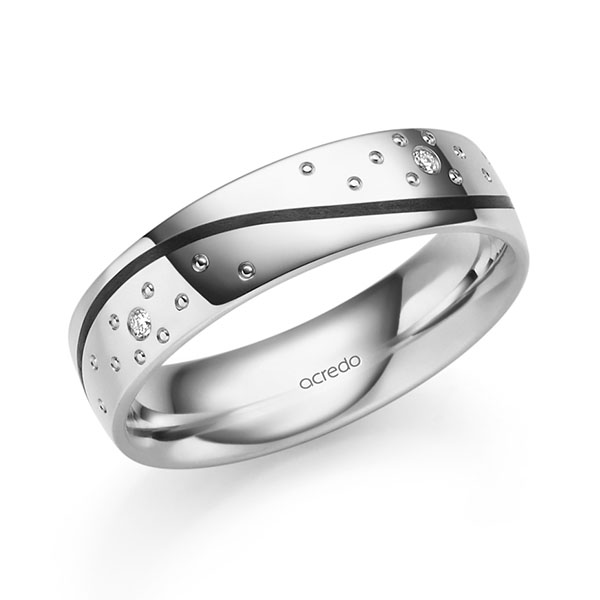 klassischer Trauring/Ehering in Weißgold 750 mit zus. 0,04 ct. Brillant tw, si von acredo - S-1306-12 klassischer Trauring/Ehering in Weißgold 750 mit zus. 0,04 ct. Brillant tw, si von acredo - S-1306-12
