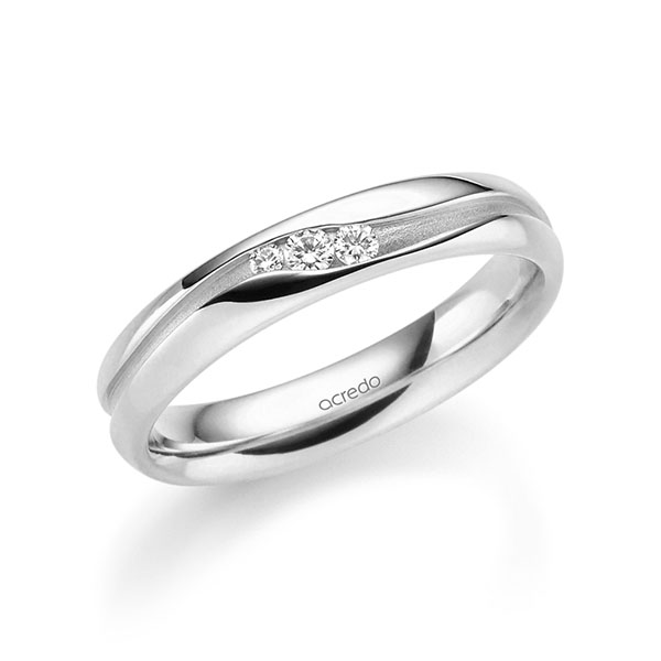 klassischer Trauring/Ehering in Weißgold 750 mit zus. 0,085 ct. Brillant tw, si von acredo - A-2344-12