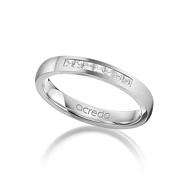 klassischer Trauring/Ehering in Weißgold 750 mit zus. 0,21 ct. Prinzess-Diamant tw, si von acredo - A-1269-6 klassischer Trauring/Ehering in Weißgold 750 mit zus. 0,21 ct. Prinzess-Diamant tw, si von acredo - A-1269-6