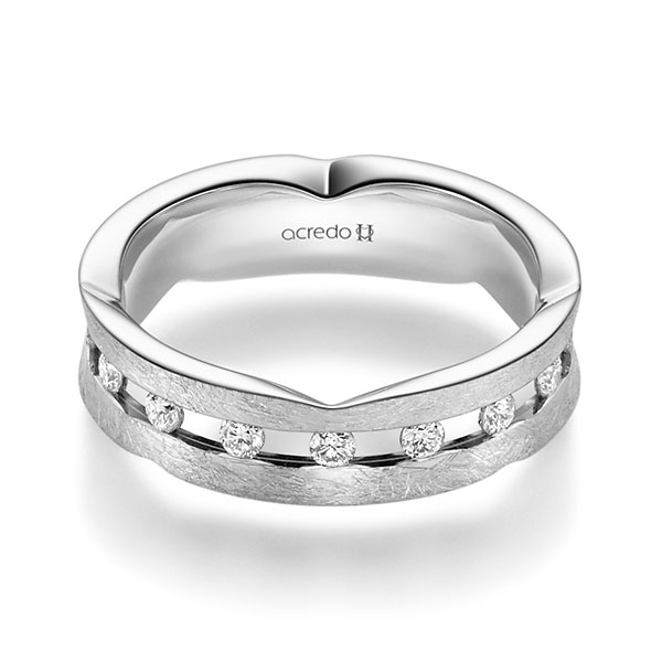 klassischer Trauring/Ehering in Weissgold 750 mit zus. 0,48 ct. Brillant tw, si von acredo - A-2354-11