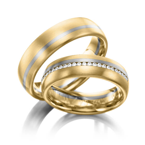 Paar bicolor Memoire-Trauringe/Eheringe in Gelbgold 585 Weißgold 585 vollausgefasst mit zus. 0,384 ct. Brillant tw, si von 123GOLD - Y-1003-12 Paar bicolor Memoire-Trauringe/Eheringe in Gelbgold 585 Weißgold 585 vollausgefasst mit zus. 0,384 ct. Brillant tw, si von 123GOLD - Y-1003-12