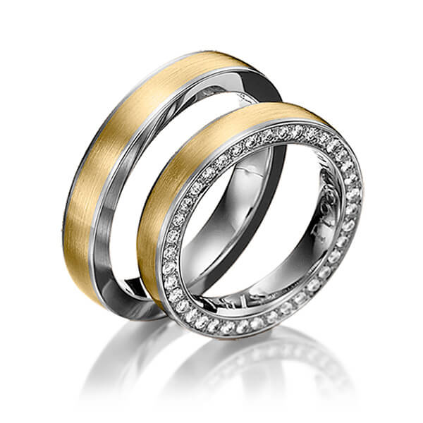Paar bicolor Memoire-Trauringe/Eheringe in Ring Platin 600 , Inlay Gelbgold 750 vollausgefasst mit zus. 0,41 ct. Brillant tw, si von 123GOLD - Y-1155-12 Paar bicolor Memoire-Trauringe/Eheringe in Ring Platin 600 , Inlay Gelbgold 750 vollausgefasst mit zus. 0,41 ct. Brillant tw, si von 123GOLD - Y-1155-12