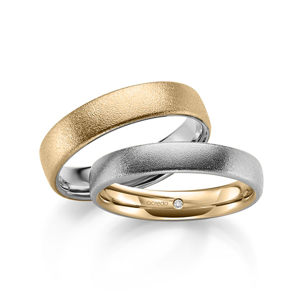 Paar bicolor Trauringe/Eheringe in aussen Graugold 585 , innen Roségold 585 mit zus. 0,02 ct. Brillant tw, si von acredo - A-2185-4 Paar bicolor Trauringe/Eheringe in aussen Graugold 585 , innen Roségold 585 mit zus. 0,02 ct. Brillant tw, si von acredo - A-2185-4