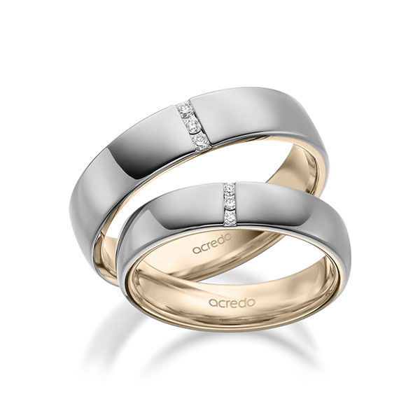 Paar bicolor Trauringe/Eheringe in außen Platin 600 , innen Signature Gold 585 mit zus. 0,09 ct. Brillant tw, si von acredo - A-1940-25 Paar bicolor Trauringe/Eheringe in außen Platin 600 , innen Signature Gold 585 mit zus. 0,09 ct. Brillant tw, si von acredo - A-1940-25