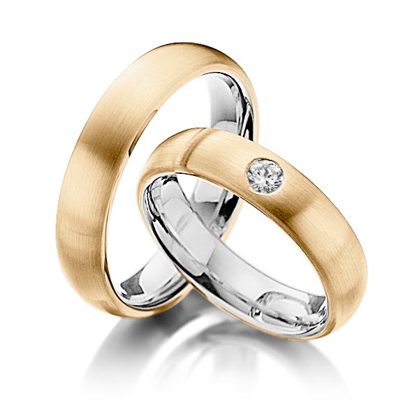 Paar bicolor Trauringe/Eheringe in außen Roségold 750 , innen Platin 950 mit zus. 0,17 ct. Brillant tw, si von Steinberg - Q-1218-15 Paar bicolor Trauringe/Eheringe in außen Roségold 750 , innen Platin 950 mit zus. 0,17 ct. Brillant tw, si von Steinberg - Q-1218-15