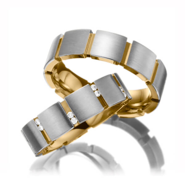 Paar bicolor Trauringe/Eheringe in außen Weißgold 750 , innen Gelbgold 750 mit zus. 0,2 ct. Brillant tw, si von 123gold - P-1040-2 Paar bicolor Trauringe/Eheringe in außen Weißgold 750 , innen Gelbgold 750 mit zus. 0,2 ct. Brillant tw, si von 123gold - P-1040-2
