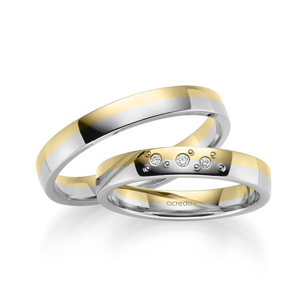 Orovi Ohrstecker Aus 9 Karat Weiß-/Gelbgold Mit 14 Diamanten (0,03 Ct) – Handgemacht, Allergenfrei, 5,5 Mm