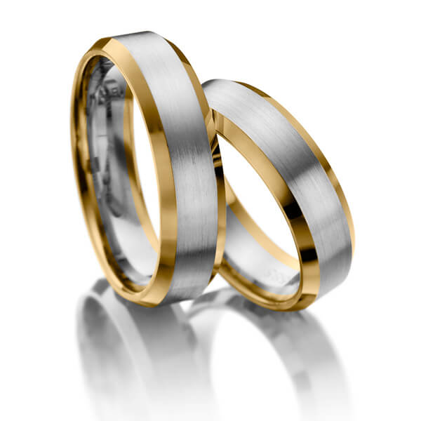 Paar bicolor Trauringe/Eheringe in Gelbgold 375 Weißgold 375 - NP-1093-1 Paar bicolor Trauringe/Eheringe in Gelbgold 375 Weißgold 375 - NP-1093-1