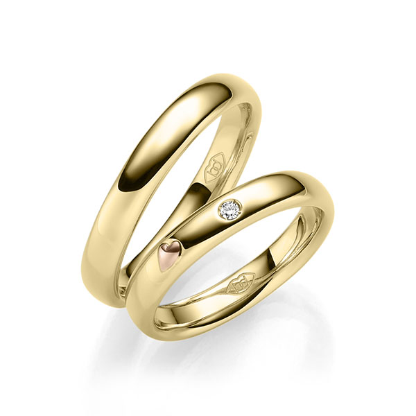 Paar bicolor Trauringe/Eheringe in Gelbgold 585 Rotgold 585 mit zus. 0,03 ct. Brillant tw, si - UQ-1122-2 Paar bicolor Trauringe/Eheringe in Gelbgold 585 Rotgold 585 mit zus. 0,03 ct. Brillant tw, si - UQ-1122-2