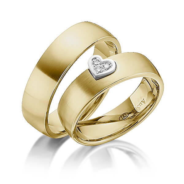 Paar bicolor Trauringe/Eheringe in Gelbgold 585 Weißgold 585 mit zus. 0,03 ct. Brillant tw, si von 123GOLD