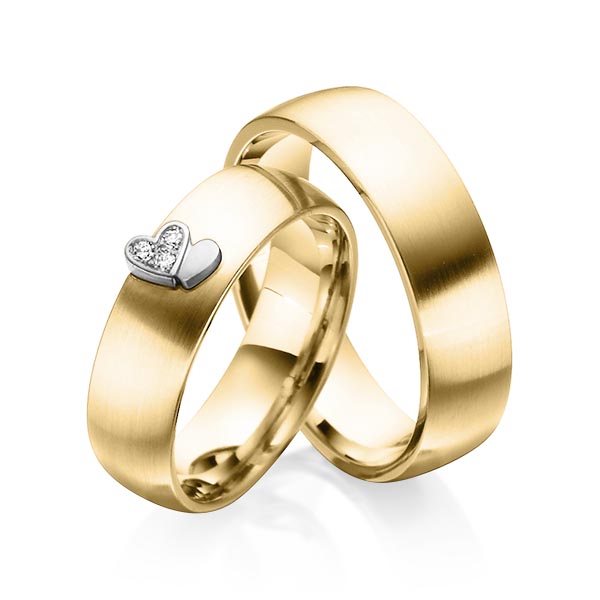 Paar bicolor Trauringe/Eheringe in Gelbgold 585 Weissgold 585 mit zus. 0,045 ct. Brillant tw, si von 123GOLD