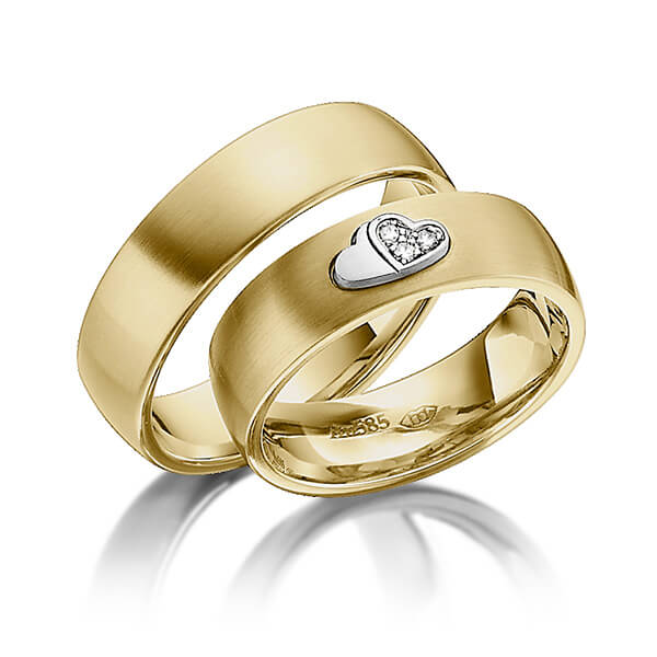 Paar bicolor Trauringe/Eheringe in Gelbgold 585 Weissgold 585 mit zus. 0,045 ct. Brillant tw, si von 123GOLD