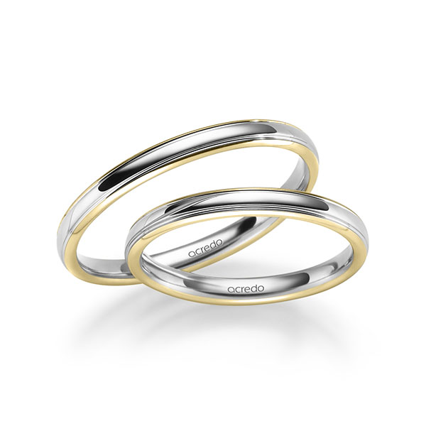 Paar bicolor Trauringe/Eheringe in Gelbgold 585 Weissgold 585 von acredo - S-1281-1