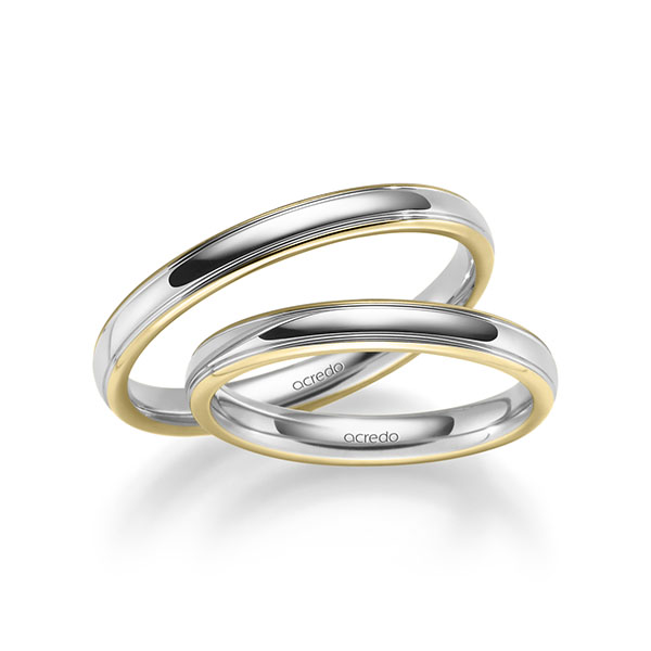 Paar bicolor Trauringe/Eheringe in Gelbgold 585 Weißgold 585 von acredo