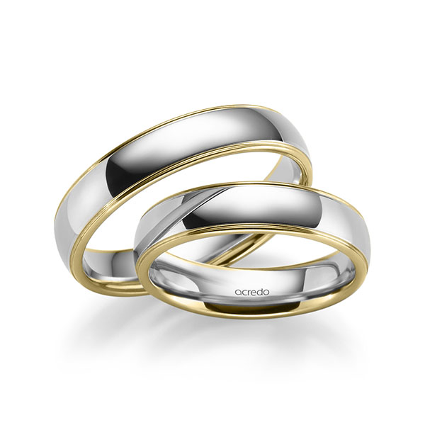 Paar bicolor Trauringe/Eheringe in Gelbgold 585 Weißgold 585 von acredo - S-1286-2 Paar bicolor Trauringe/Eheringe in Gelbgold 585 Weißgold 585 von acredo - S-1286-2