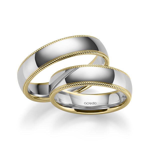 Paar bicolor Trauringe/Eheringe in Gelbgold 750 Weissgold 750 von acredo - S-1277-3
