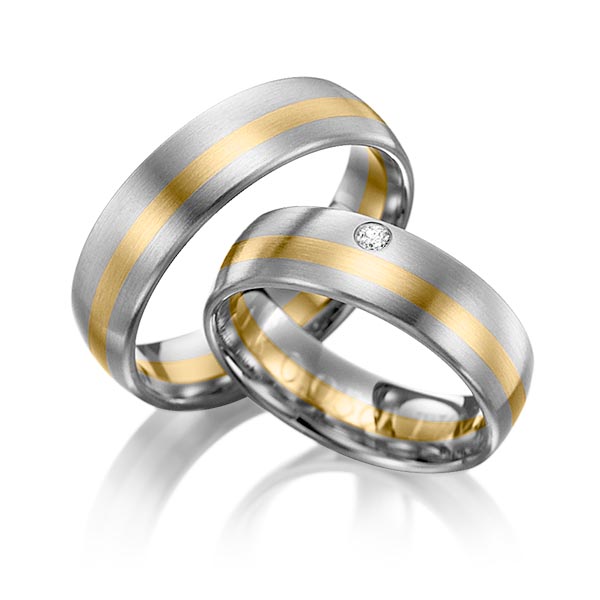 Paar bicolor Trauringe/Eheringe in Graugold 585 Gelbgold 585 mit zus. 0,03 ct. Brillant tw, si von 123GOLD - Y-1016-1 Paar bicolor Trauringe/Eheringe in Graugold 585 Gelbgold 585 mit zus. 0,03 ct. Brillant tw, si von 123GOLD - Y-1016-1