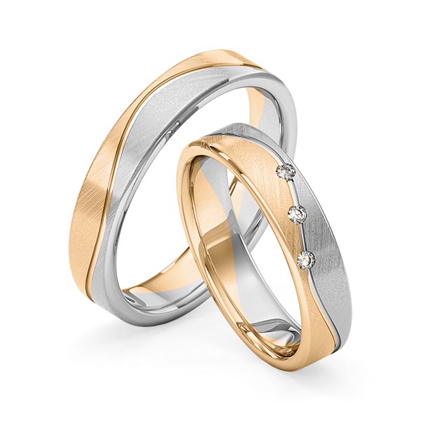 Paar bicolor Trauringe/Eheringe in Graugold 585 Roségold 585 mit zus. 0,045 ct. Brillant tw, si von Merii - M-1262-9 Paar bicolor Trauringe/Eheringe in Graugold 585 Roségold 585 mit zus. 0,045 ct. Brillant tw, si von Merii - M-1262-9