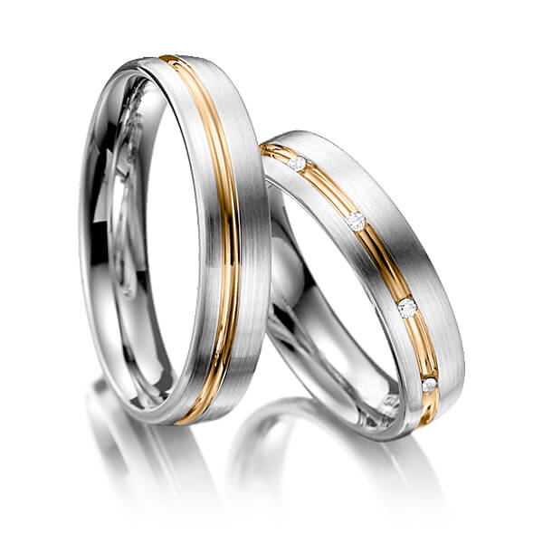 Paar bicolor Trauringe/Eheringe in Graugold 585 Roségold 585 mit zus. 0,05 ct. Brillant tw, si von 123GOLD - Y-1009-3 Paar bicolor Trauringe/Eheringe in Graugold 585 Roségold 585 mit zus. 0,05 ct. Brillant tw, si von 123GOLD - Y-1009-3