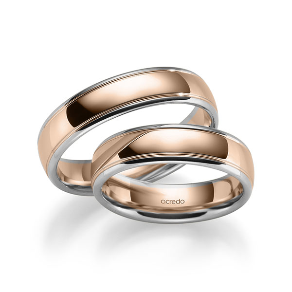 Paar bicolor Trauringe/Eheringe in Graugold 585 Rotgold 585 von acredo - S-1287-4 Paar bicolor Trauringe/Eheringe in Graugold 585 Rotgold 585 von acredo - S-1287-4
