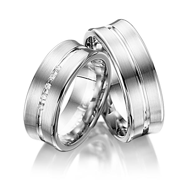 Paar bicolor Trauringe/Eheringe in Graugold 585 Weißgold 585 mit zus. 0,05 ct. Brillant tw, si von 123GOLD