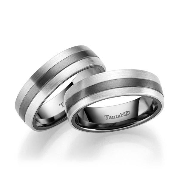 Paar bicolor Trauringe/Eheringe in Innen Tantal 900 , außen Platin 950 Tantal 900 - UQ-1097-4