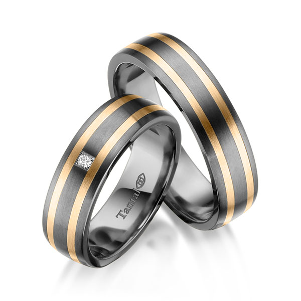 Paar bicolor Trauringe/Eheringe in Innen Tantal 900 , aussen Tantal 900 Roségold 585 mit zus. 0,04 ct. Brillant tw, si - UQ-1059-2 Paar bicolor Trauringe/Eheringe in Innen Tantal 900 , aussen Tantal 900 Roségold 585 mit zus. 0,04 ct. Brillant tw, si - UQ-1059-2