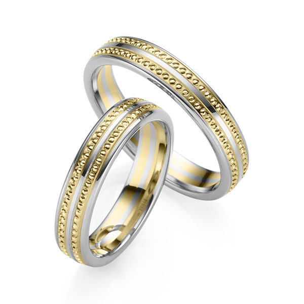 Paar bicolor Trauringe/Eheringe in Palladium 950 Gelbgold 585 von 123GOLD - Y-1420-2