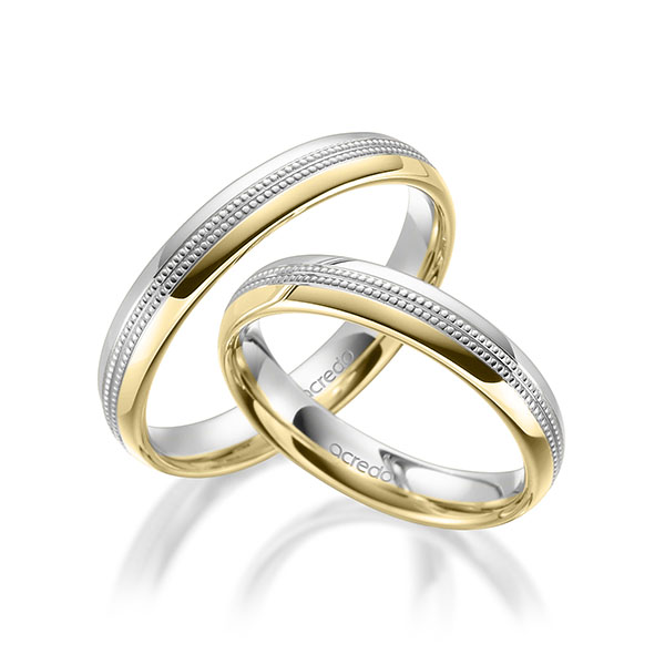 Paar bicolor Trauringe/Eheringe in Palladium 950 Gelbgold 585 von acredo - A-1760-1