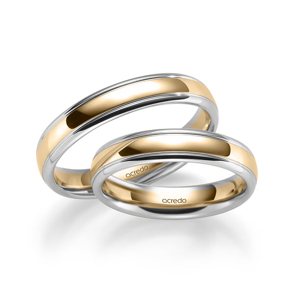 Paar bicolor Trauringe/Eheringe in Palladium 950 Roségold 750 von acredo - S-1285-2