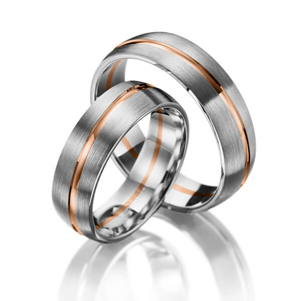 Paar bicolor Trauringe/Eheringe in Platin 600 Rotgold 585 - NP-1045-7 Paar bicolor Trauringe/Eheringe in Platin 600 Rotgold 585 - NP-1045-7