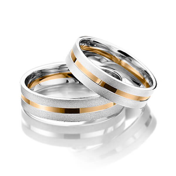 Paar bicolor Trauringe/Eheringe in Platin 950 Roségold 585 von Merii - M-1135-3