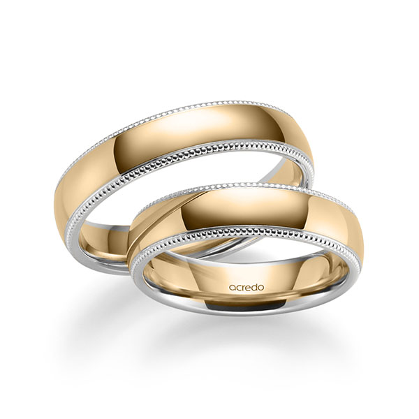 Paar bicolor Trauringe/Eheringe in River Platin 950 Roségold 750 von acredo - S-1276-4