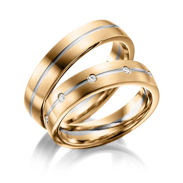 Paar bicolor Trauringe/Eheringe in Roségold 585 Graugold dunkel 585 mit zus. 0,2 ct. Brillant tw, si von Steinberg - Q-1230-12 Paar bicolor Trauringe/Eheringe in Roségold 585 Graugold dunkel 585 mit zus. 0,2 ct. Brillant tw, si von Steinberg - Q-1230-12
