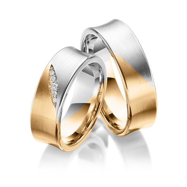 Paar bicolor Trauringe/Eheringe in Roségold 585 Weißgold 585 mit zus. 0,05 ct. Brillant tw, si von 123gold - Y-1372-6 Paar bicolor Trauringe/Eheringe in Roségold 585 Weißgold 585 mit zus. 0,05 ct. Brillant tw, si von 123gold - Y-1372-6