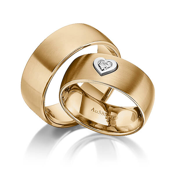 Paar bicolor Trauringe/Eheringe in Roségold 585 Weißgold 585 mit zus. 0,12 ct. Herz-Diamant tw, vs von 123gold - Y-1335-9 Paar bicolor Trauringe/Eheringe in Roségold 585 Weißgold 585 mit zus. 0,12 ct. Herz-Diamant tw, vs von 123gold - Y-1335-9