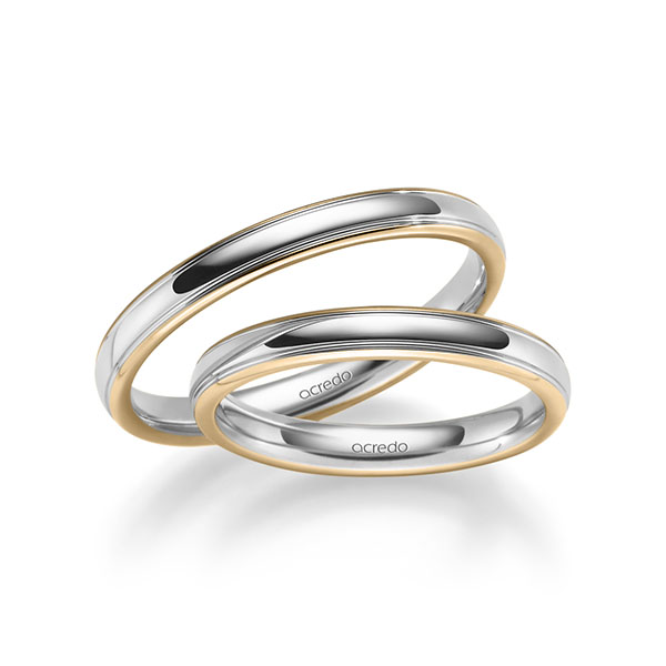 Paar bicolor Trauringe/Eheringe in Roségold 585 Weißgold 585 von acredo - S-1282-2