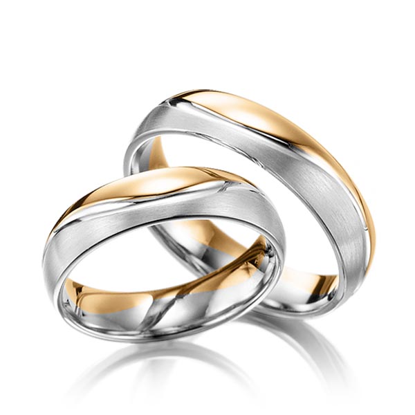 Paar bicolor Trauringe/Eheringe in Roségold 750 Platin 950 von Steinberg - Q-1389-4