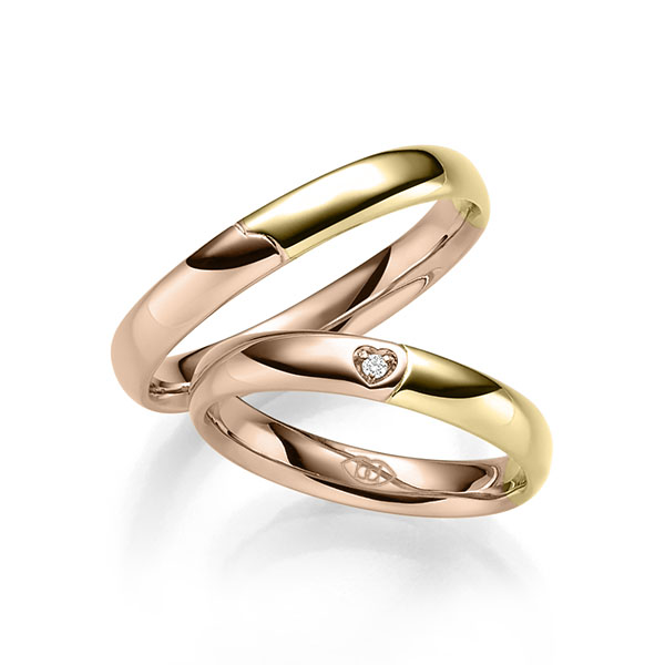 Paar bicolor Trauringe/Eheringe in Rotgold 585 Gelbgold 585 mit zus. 0,015 ct. Brillant tw, si - UQ-1130-9 Paar bicolor Trauringe/Eheringe in Rotgold 585 Gelbgold 585 mit zus. 0,015 ct. Brillant tw, si - UQ-1130-9