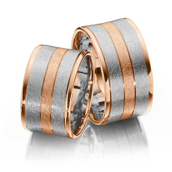 Paar bicolor Trauringe/Eheringe in Rotgold 585 Graugold 585 von Merii - M-1110-1