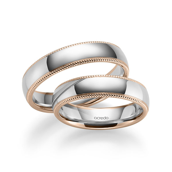 Paar bicolor Trauringe/Eheringe in Rotgold 585 Weißgold 585 von acredo