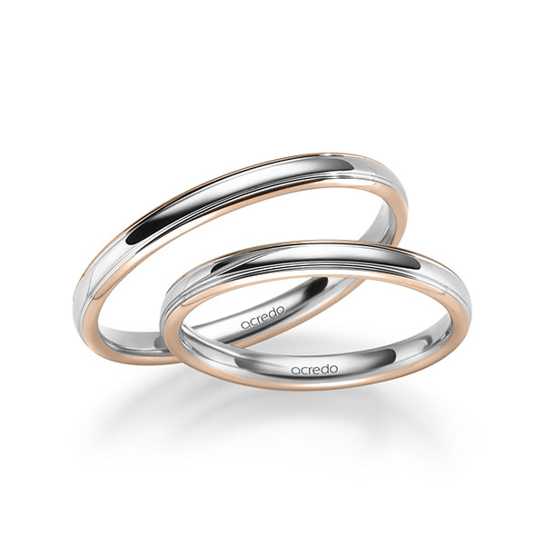 Paar bicolor Trauringe/Eheringe in Rotgold 585 Weißgold 585 von acredo - S-1281-3