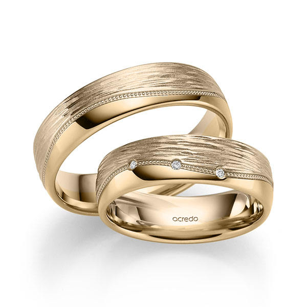 Paar bicolor Trauringe/Eheringe in Signature Gold 750 Roségold 750 mit zus. 0,09 ct. Brillant tw, si von acredo - A-2415-2