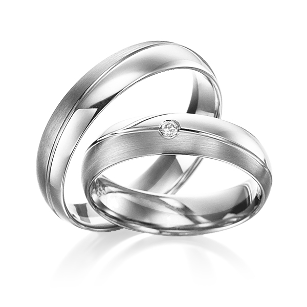 Paar bicolor Trauringe/Eheringe in Silber 925 Palladium 500 mit zus. 0,02 ct. Brillant tw, si von Steinberg
