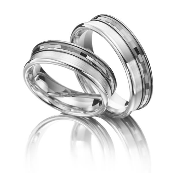 Paar bicolor Trauringe/Eheringe in Silber 925 Palladium 500 von Merii