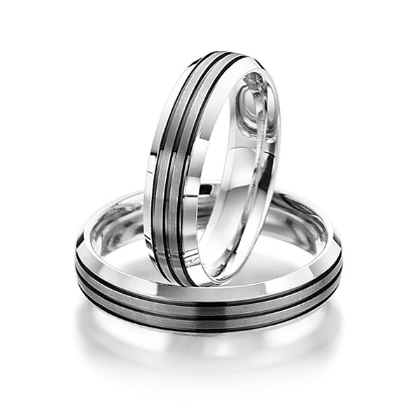 Paar bicolor Trauringe/Eheringe in Silber 925 Palladium 500 von Merii