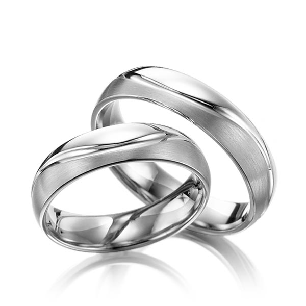 Paar bicolor Trauringe/Eheringe in Silber 925 Palladium 500 von Steinberg - Q-1389-6 Paar bicolor Trauringe/Eheringe in Silber 925 Palladium 500 von Steinberg - Q-1389-6
