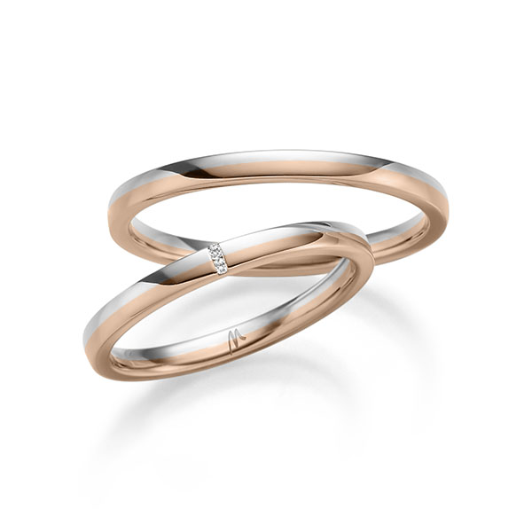 Paar bicolor Trauringe/Eheringe in Weißgold 333 Rotgold 333 mit zus. 0,01 ct. Brillant tw, vs von Merii