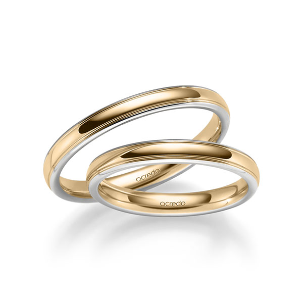 Paar bicolor Trauringe/Eheringe in Weißgold 375 Roségold 375 von acredo - S-1282-4