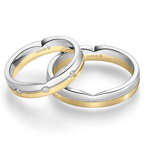 Paar bicolor Trauringe/Eheringe in Weissgold 585 Gelbgold 585 mit zus. 0,24 ct. Brillant tw, si von acredo - A-2256-1 Paar bicolor Trauringe/Eheringe in Weissgold 585 Gelbgold 585 mit zus. 0,24 ct. Brillant tw, si von acredo - A-2256-1